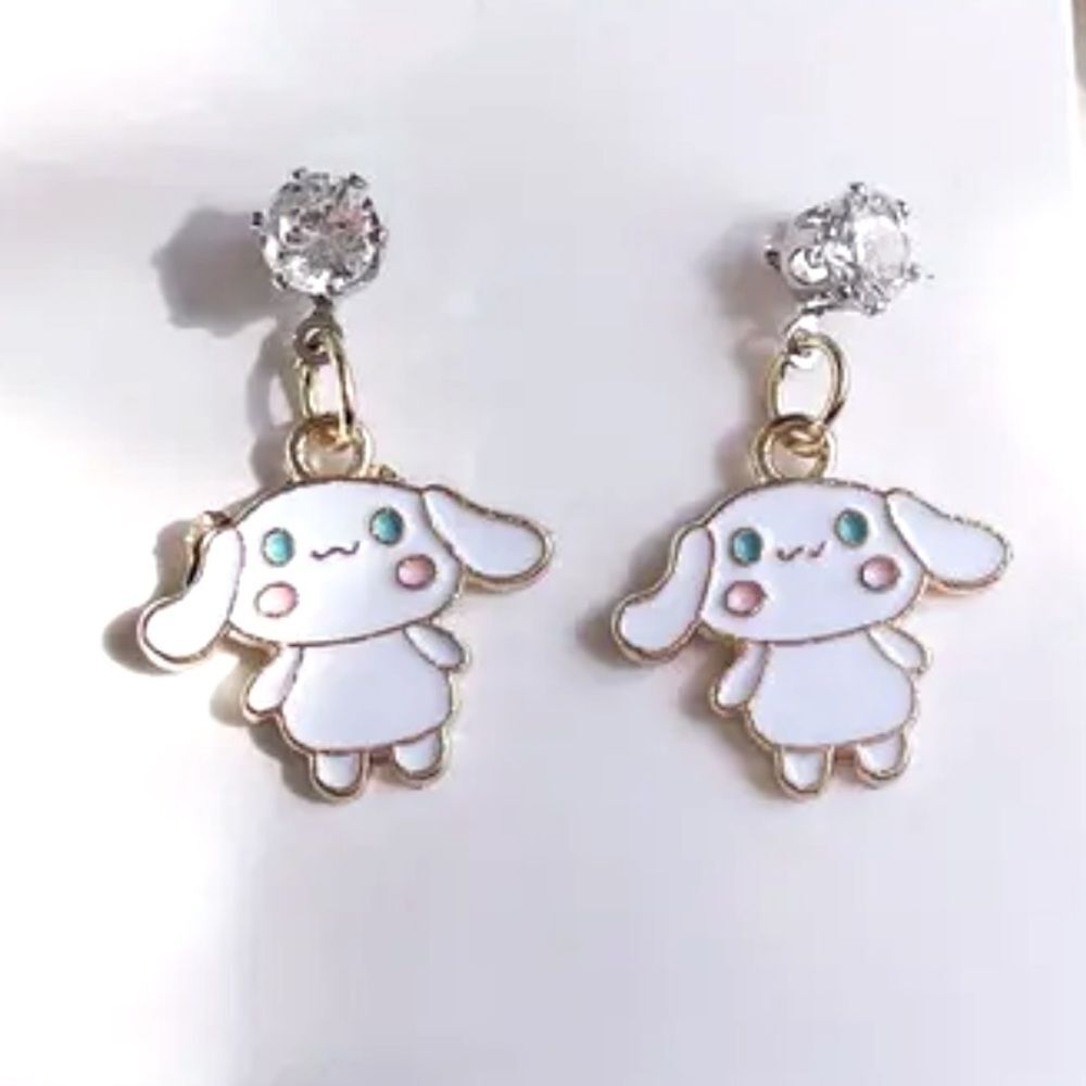 Cinnamon Roll rhinestone stud earrings hello kitty cute anime gift new